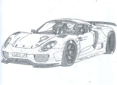Porsche 918 Spyder Drawing Autos Dibujos Arte
