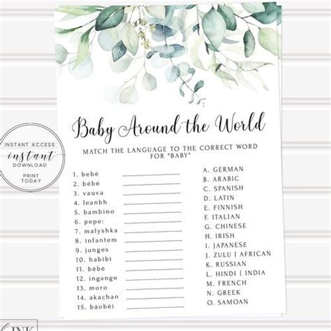 Baby Traditions Around The World Game Baby Shower Game Fun Etsy