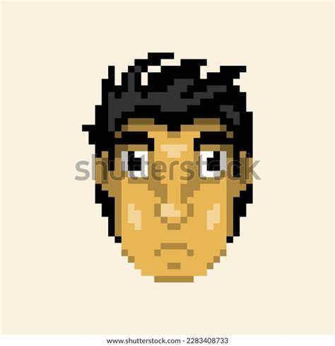 Pixel Art Portrait Use Black Hair Stock Vector Royalty Free