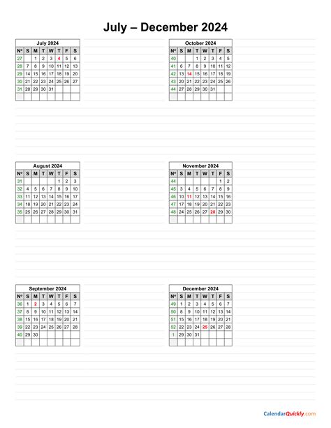 July To December 2024 Calendar Vertical Calendar Quickly