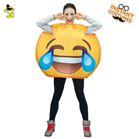 Women Cry Laugh Emoji Costumes Unisex Adults Carnival Party Funny Emoji