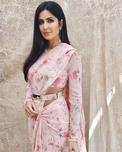 Stunning Gorgeous Katrina Kaif In Blush Pink Color Saree And Blouse Blouse With Full Sleeves