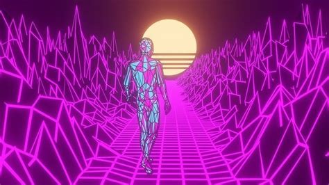 3d Model Vaporwave Environment With A Character In It Vr Ar Low