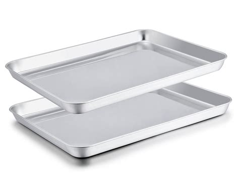 baking pans sheet stainless steel cookie tray non clean toxic rust mirror finish dishwasher safe amazon prime shipping teamfar healthy