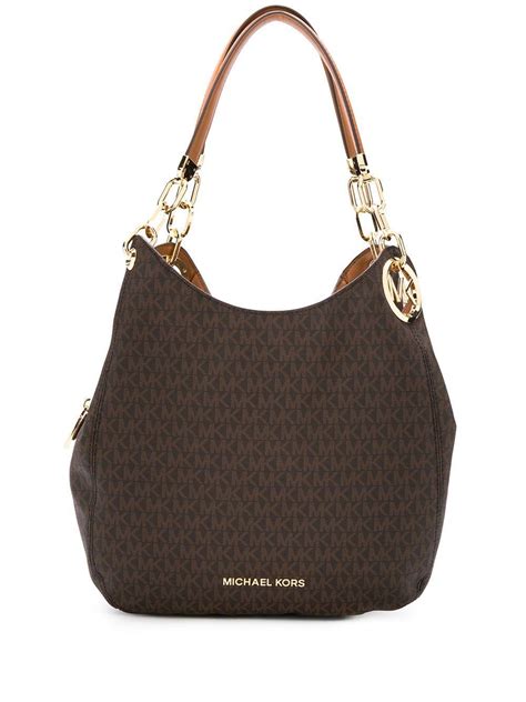 Michael Michael Kors Synthetic Lillie Chain Tote Bag In Brown Lyst
