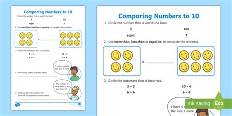 comparing numbers   worksheet teacher