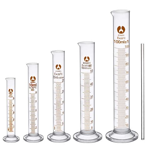 Buy Feigo 5 Pack Glass Graduated Cylinder 5ml 10ml 25ml 50ml 100ml Lab Measuring Cylinders Set