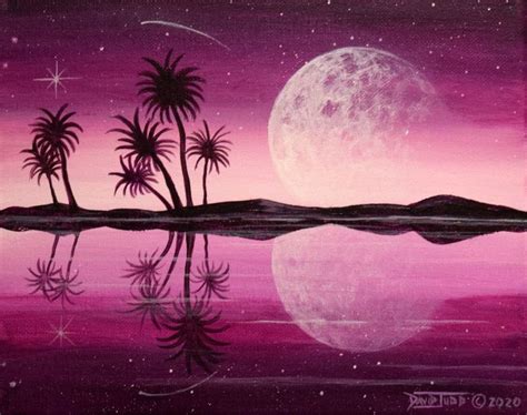 Purple Moonoriginal Acrylic Moon Paintingreflection Of Etsy Moon