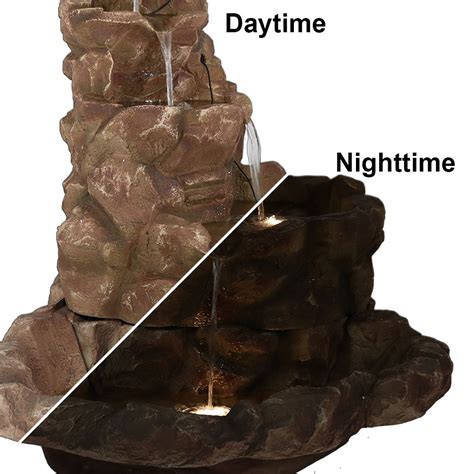 Sunnydaze Lighted Stone Springs Outdoor Fountain Water Fountains