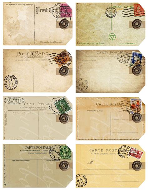 Eight T Tags From Antique And Vintage Postcards By Boxesbybrkr