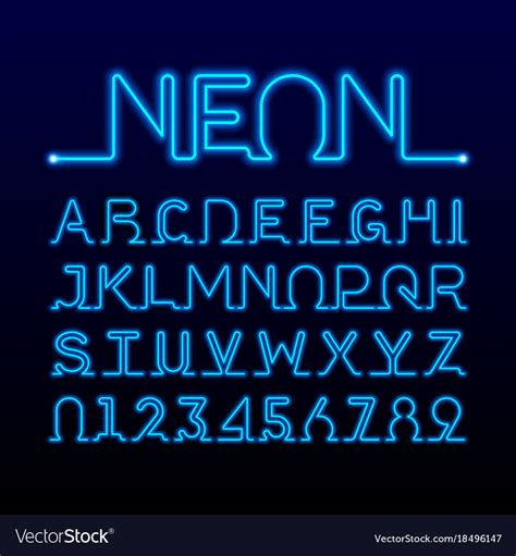 The neon font is ideal for adding your luminous light outcomes from html/css or. One thin line neon tube font Royalty Free Vector Image