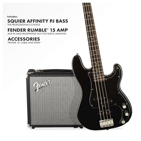 Squier Affinity Series Precision Bass Pj Pack Black Nearly New At