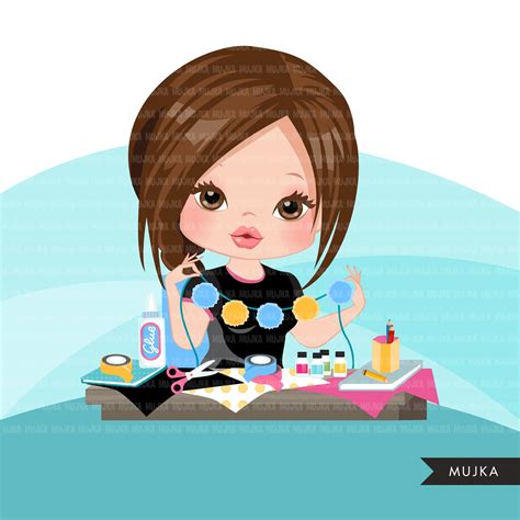 Woman Crafting Avatar Clipart With Scrapbooking Graphics Girl Print A