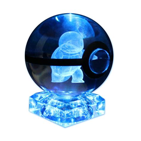Pokemon Squirtle Crystal Poke Ball Night Light With Crystal Base And
