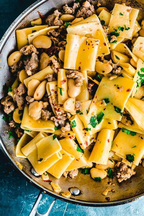 Paccheri Pasta With Butter Beans And Italian Sausage Sip And Feast