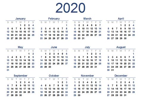 Remembering to pay your bills each month isn't always easy, especially when your bills are d. Yearly 2020 Printable Calendar Templates - PDF, Word ...