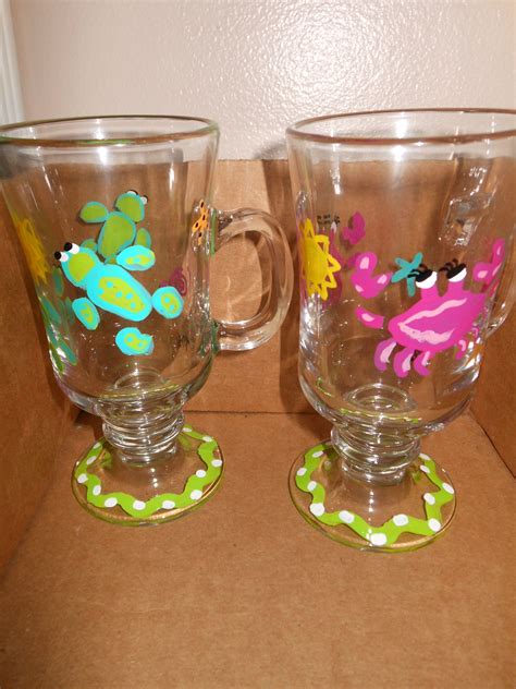 Hand Painted Glassware From Charleston Sc The Surfing Flamingo See Us On Facebook Hand