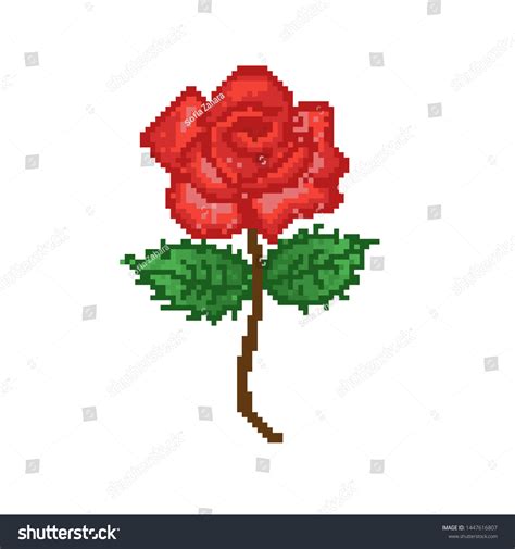 Red Flower Pixel Art Style Rose Stock Vector Royalty Free 1447616807