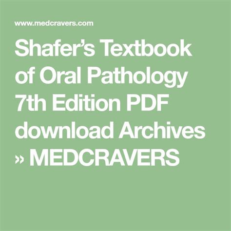 Shafers Textbook Of Oral Pathology 7th Edition Pdf Download Archives