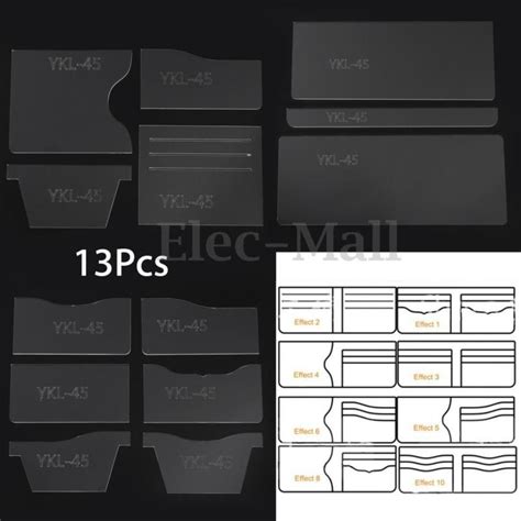 13pcs clear acrylic short wallet pattern stencil template set leather craft tool leather craft