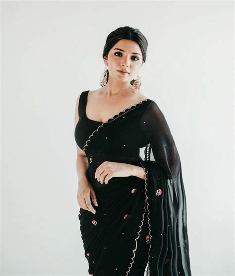 aathmika in black saree hot to handle