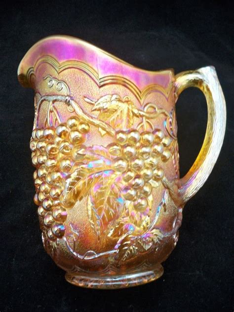 Imperial Carnival Glass Super Marigold Imperial Grape Water Pitcher