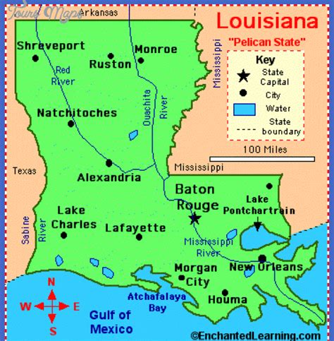 Louisiana Map With Major Cities World Of Light Map