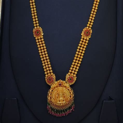 Buy Lakshim Red And Green Stone Haram Online Sri Ganesh Jewellers