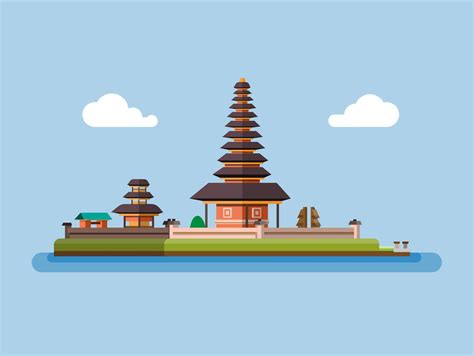 Ulun Danu Bratan Temple Bedugul Famous Landmark From Bali Indonesia