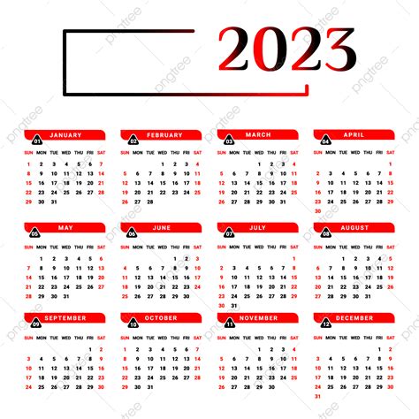 2023 Black And Red Calendar With Geometric Shape Calendar 2023
