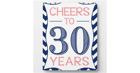 Cheers To 30 Years Plaque Zazzle