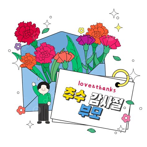 Gambar Ilustrasi Ibu Bapa Bulan Mei Korea Mengiringi Sampul Surat