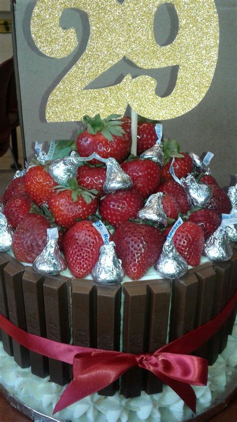 These dark chocolate kisses feature a gooey chocolate center. Strawberry cake. Filled with fresh strawberries. Kit kat ...
