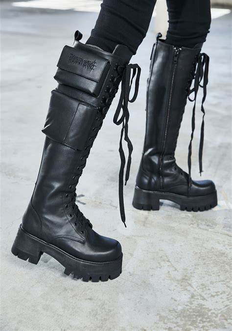 Darker Wavs Obsidian Pocket Boot Leather Black Boots Black Leather