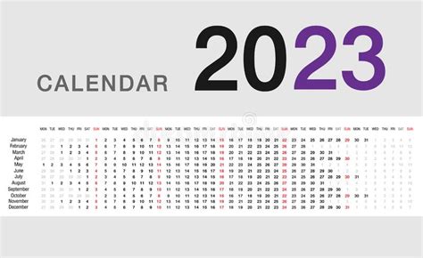 Year 2023 Calendar Vector Design Template Simple And Clean Design For