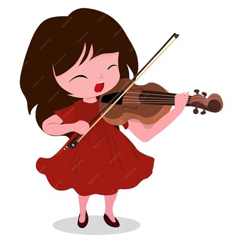 Premium Vector Little Girl Playing Violin Musical Instrument Flat