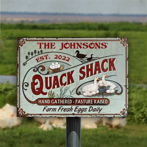 Custom Duck Quack Shack Pasture Raised Custom Vintage Metal Signs