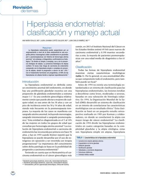 Hiperplasia endometrial Clasificación y manejo actual cony carmona