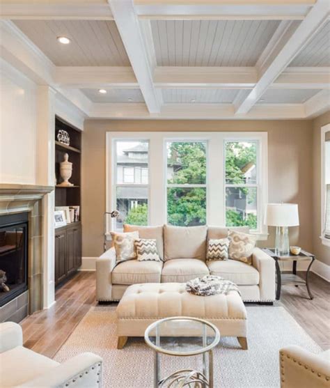 60 Spectacular Living Rooms With A Coffered Ceiling Photos Home