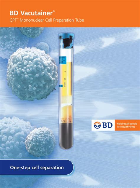 Pdf Bd Vacutainer Cpt Mononuclear Cell Preparation Tube Cpt Bd