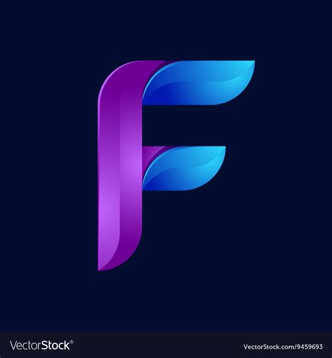 F Letter Volume Blue And Purple Color Logo Design Vector Image