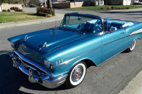 1957 Chevrolet Bel Air Convertible Blue Beautiful Inside And Out