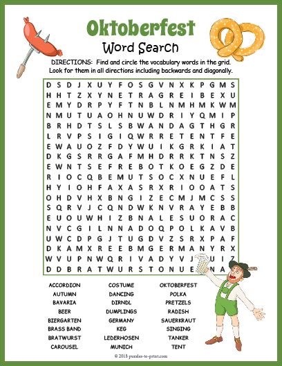 Oktoberfest Word Search Puzzle
