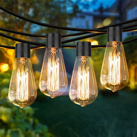 26ft Solar String Lights Outdoor Hanging With 20 Vintage Edison