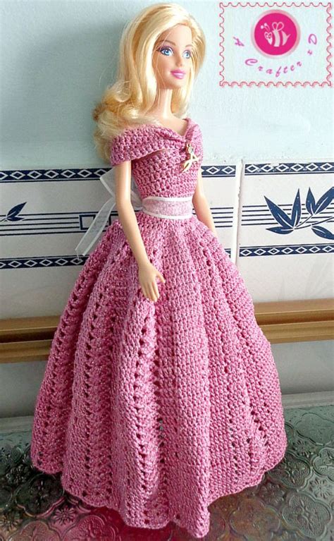 Crochet Fashion Doll Off The Shoulder Dress Crochet Doll Dress