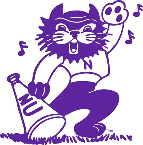 Vintage Northwestern Willie The Wildcat Mascot Logo Wild Cats