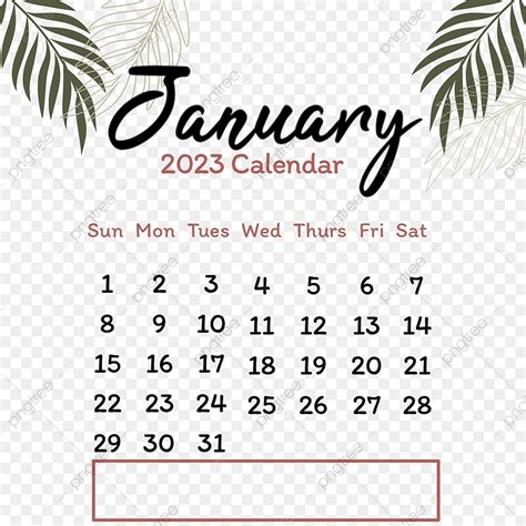 January 2023 Pictures Printable Template Calendar