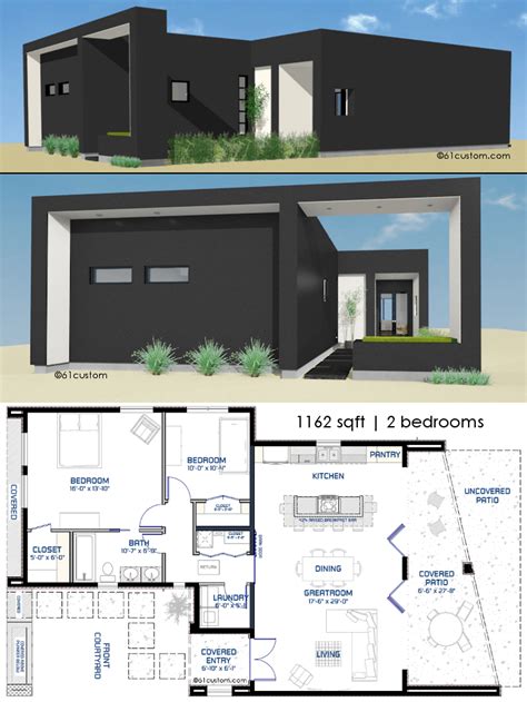 Small Front Courtyard House Plan 61custom Modern House