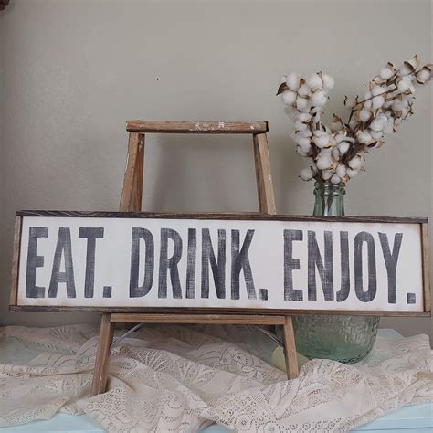 Eat Drink Enjoy Sign Kitchen Or Dining Room Decor Etsy