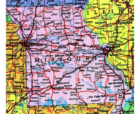 Laminated Map Large Detailed Roads And Highways Map Of Missouri State